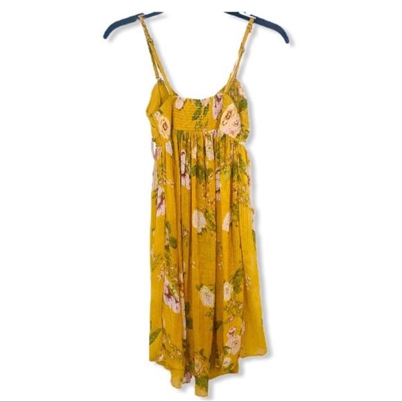 Free People Mirage yellow floral tube top flounce smocked size XS - Picture 5 of 15